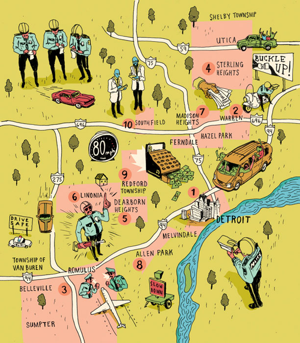 levy creative management, michael byers, detroit, maps, illustration